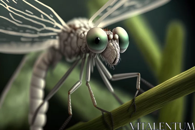 Green Dragonfly in 3D Print - A Photorealistic Illustration AI Image