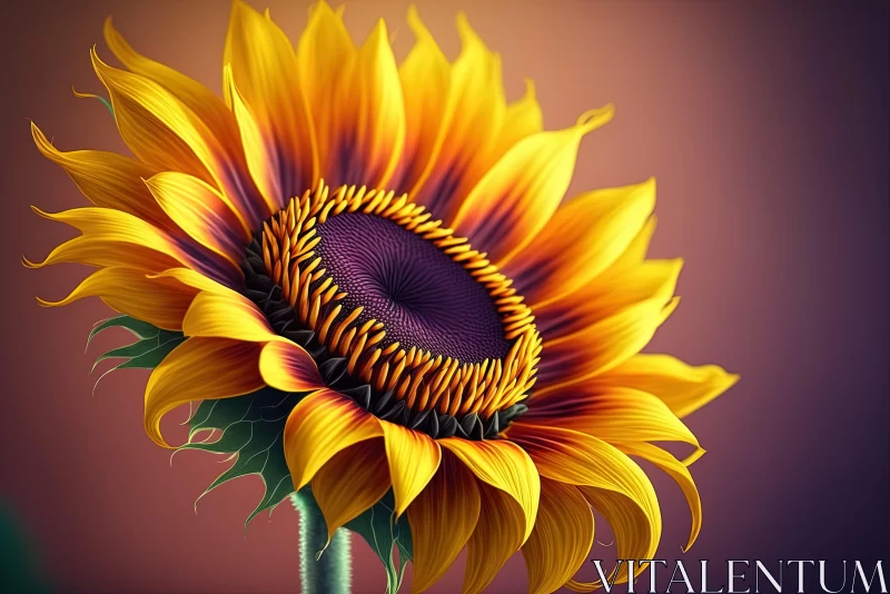 Realistic Sunflower Art - Detailed and Colorful Gradient AI Image