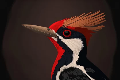Colorful Woodpecker Bird in Minimalistic Kimoicore Style