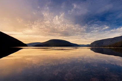 Golden Light Reflection in Norwegian Lake