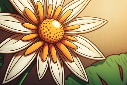 Masterfully Shaded Yellow Flower Illustration in Comic Style