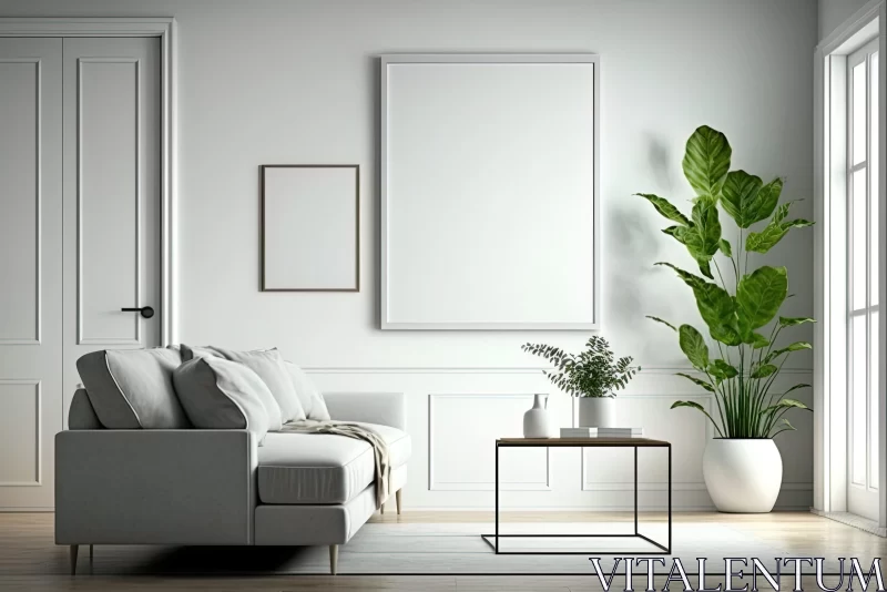 Minimalist Interior Design with Intricate Foliage AI Image