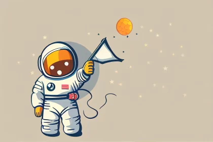 Vintage Cartoon Astronaut in Space - Stars Art Group Xing Xing AI Image