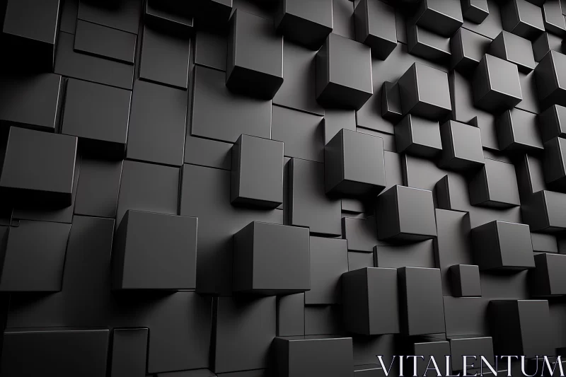 AI ART Black Cube Wall Abstract Wallpaper - Minimalistic Urban Chaos