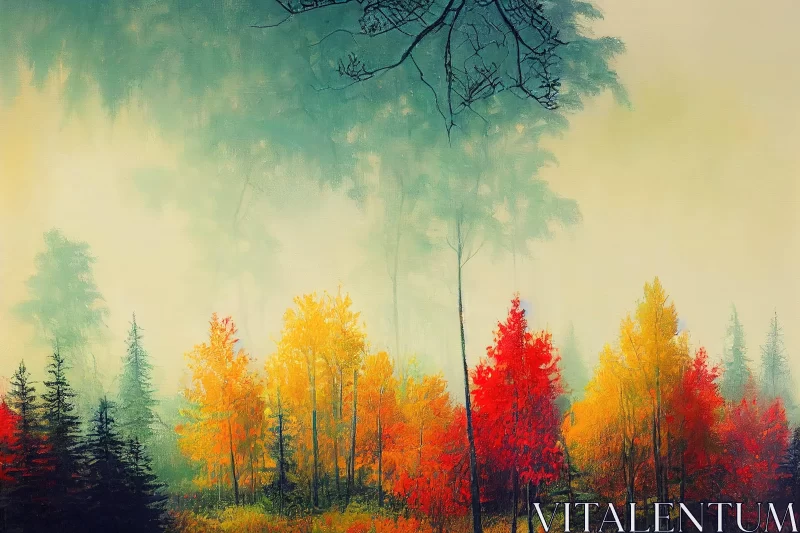 Dreamlike Autumn Forest - Oil Painting AI Image