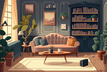 Neo-Victorian Style Home Interior Illustration