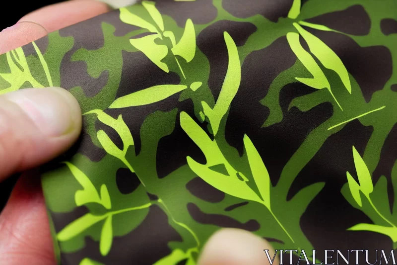 Green Camouflage Cloth with Leaf Patterns - Nature-Inspired Design AI Image