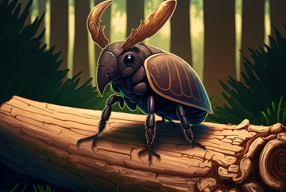Steampunk-Inspired Bug Art: Realistic Forest Beetle AI Image