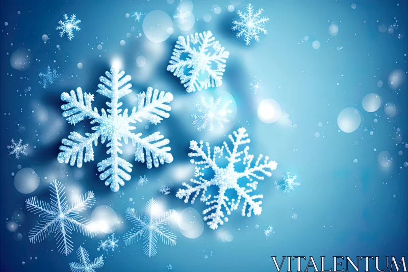 AI ART Christmas Snowflakes on a Blue Background - A Radiant Celebration