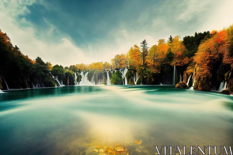 Dreamy Autumn in Plitvice Springs, Croatia AI Image
