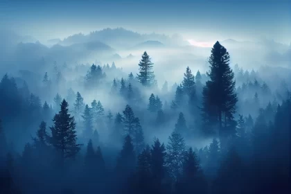 Enigmatic Beauty of Foggy Mountainous Landscape