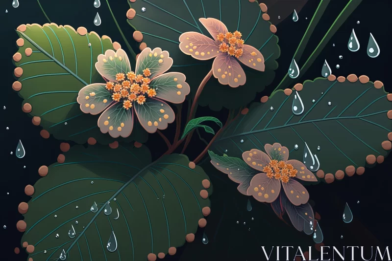 Exquisite Nature Composition: Rain-Kissed Flora and Tropical Landscapes AI Image