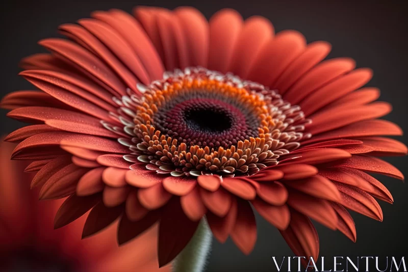 Orange Gerbera in Focus: A Study in Color and Detail AI Image
