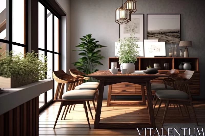 Tranquil Dining Room with Japanese and Vietnamese Influences AI Image