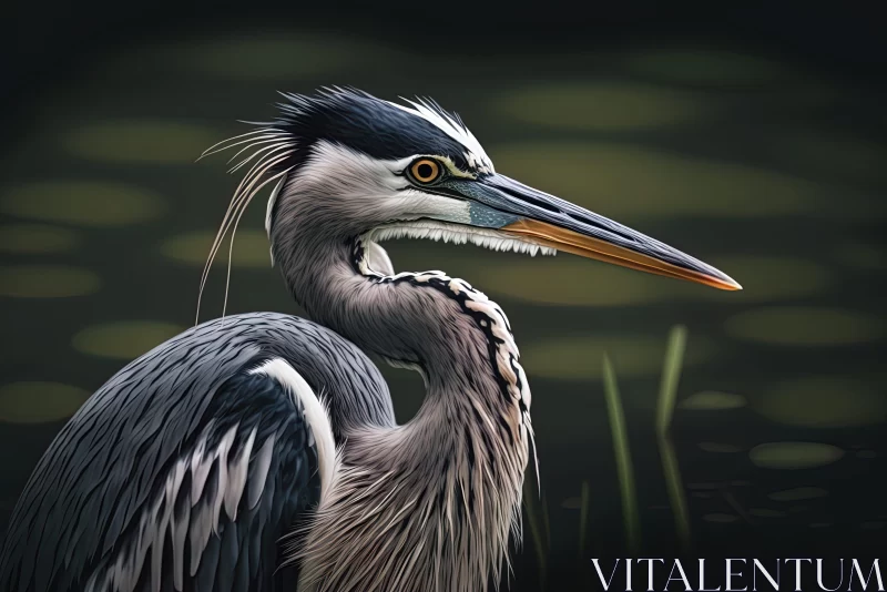 AI ART Blue Heron in Water - A Detailed Nature Portrait