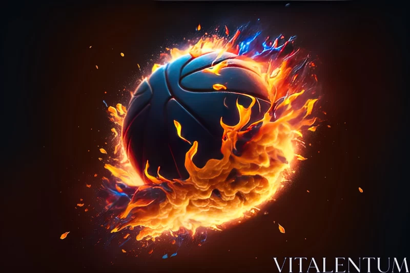 Fiery Basketball: A Fusion of Realism and Surrealism AI Image