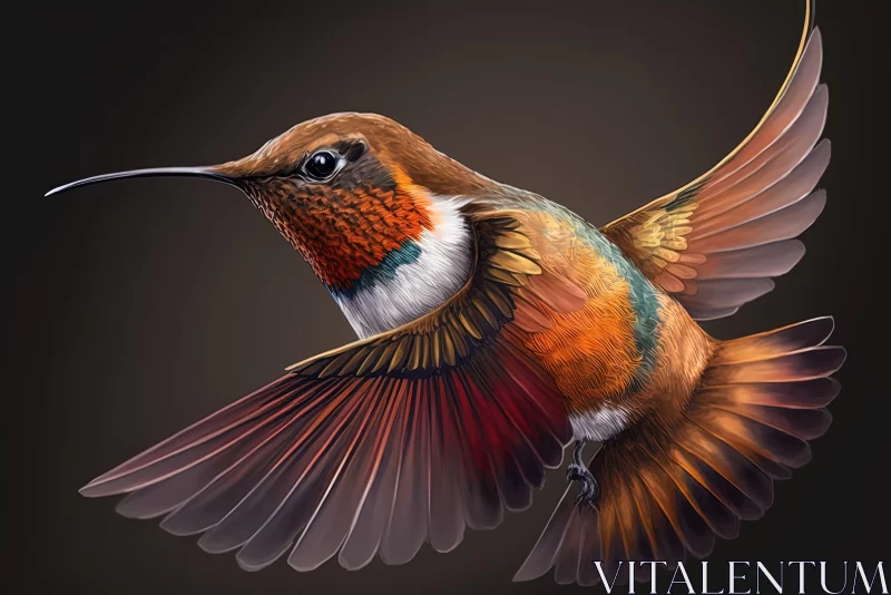Realistic Rendering of Flying Hummingbird Artwork AI Image