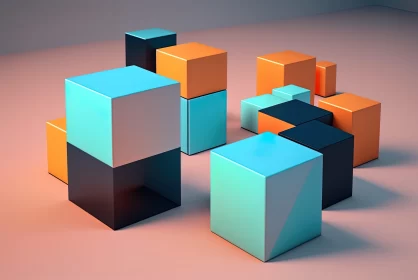 Abstract 3D Cubes Artwork with Contrasting Shadows