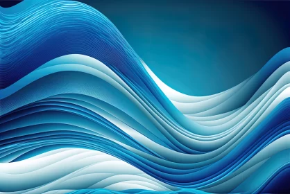 Abstract Blue and White Wave Artwork