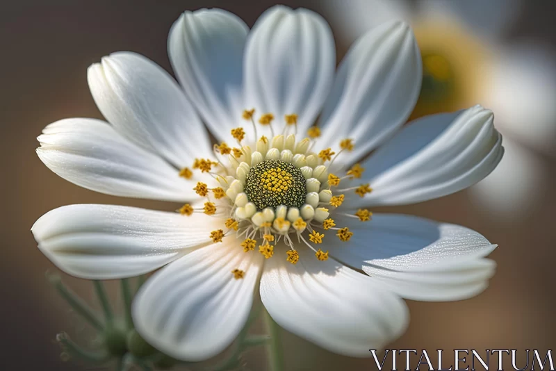 Close-Up of White Flower with Yellow Center - Nature-Inspired Forms AI Image