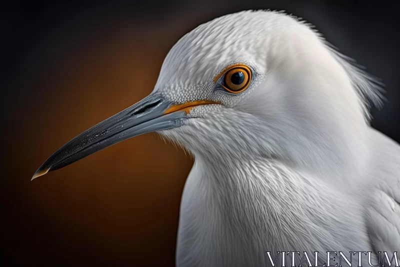 Close-Up Portrait of White Bird Against Dark Background AI Image