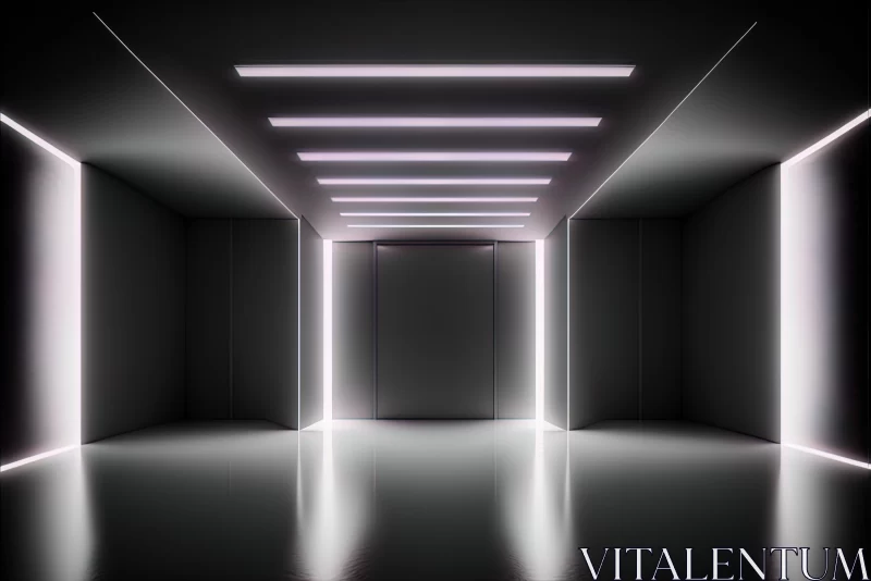 3D Rendered Abstract Hallway Illuminated by Neon Lights AI Image
