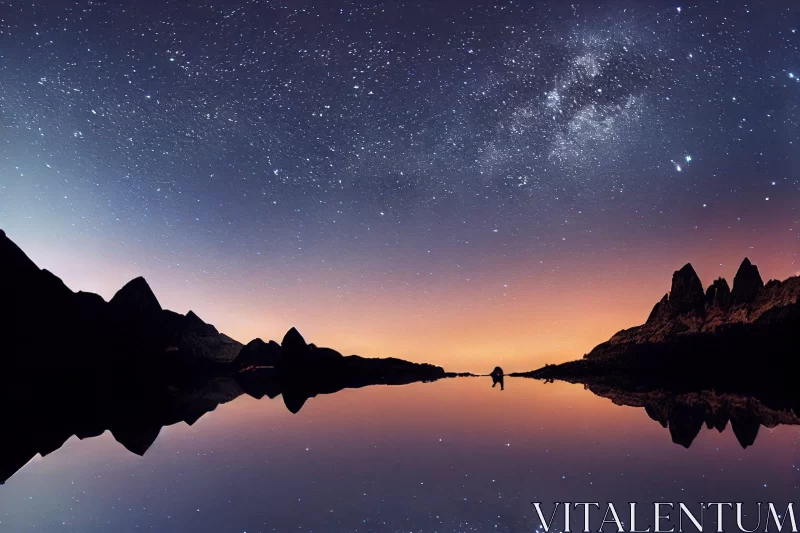 AI ART Milky Way Reflection on Lake - A Harmony of Space and Nature