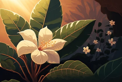 Mysterious Jungle Flower - Golden Age Illustration