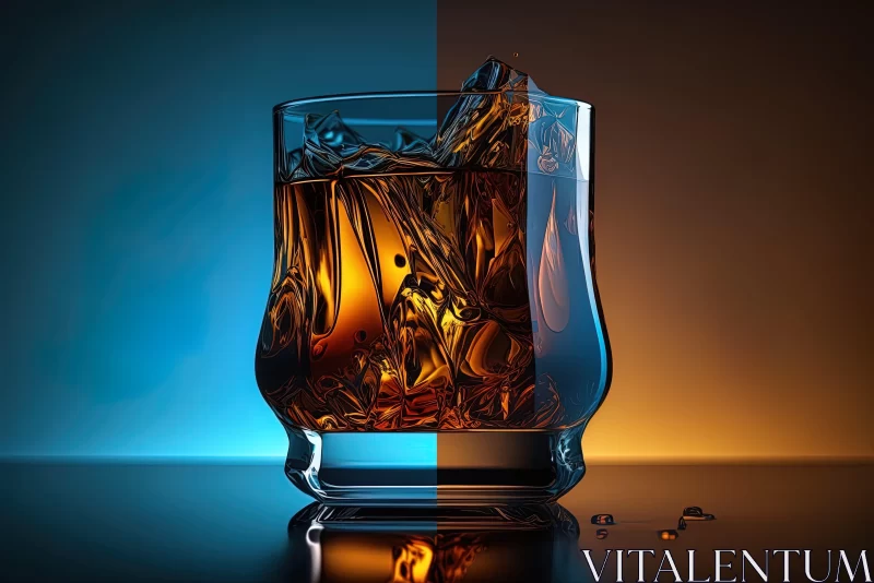 AI ART Surreal Whiskey Shot under Blue Light
