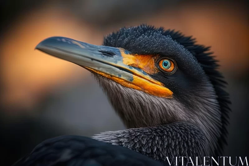 Ultraviolet Bird Portrait - A Study in Golden Light and Focus Stacking AI Image