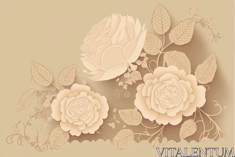 Vintage Sepia-Toned Paper Cut Art - Bouquet of Roses AI Image