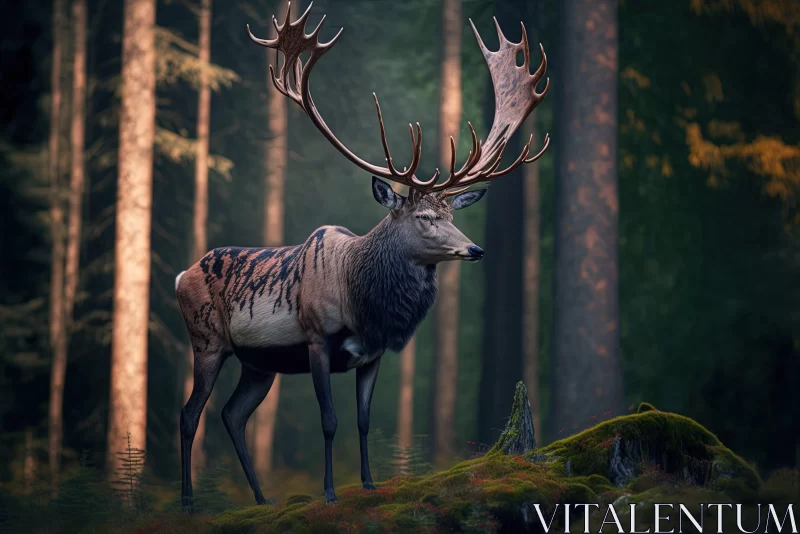 Baroque Stag in Enigmatic Forest - Artistic Rendering AI Image