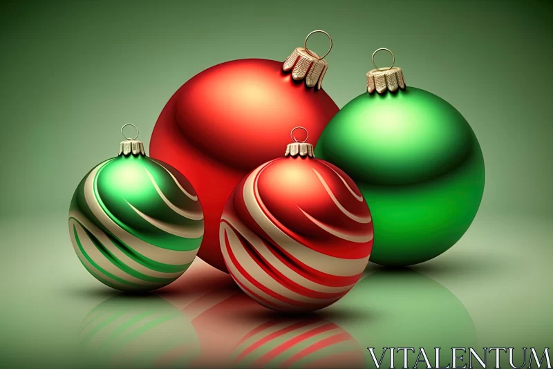 Captivating Christmas Ornaments on a Green Surface AI Image