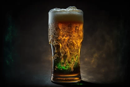 Stylized Beer Glass on Dark Background - Fluid Formation AI Image