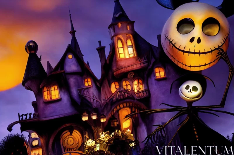 The Nightmare Before Christmas - Festive and Dreamy Halloween Wallpaper AI Image