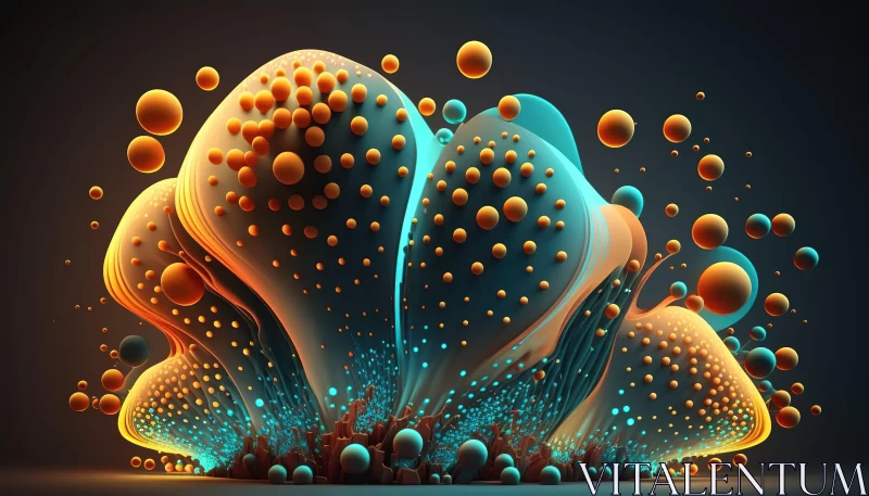 Abstract 3D Bio-Art: A Dance of Form and Color AI Image
