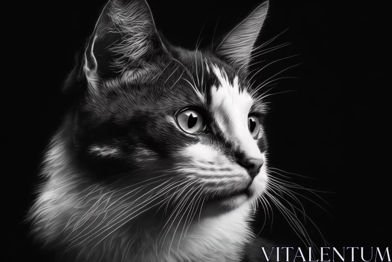 AI ART Black and White Realistic Cat Portrait