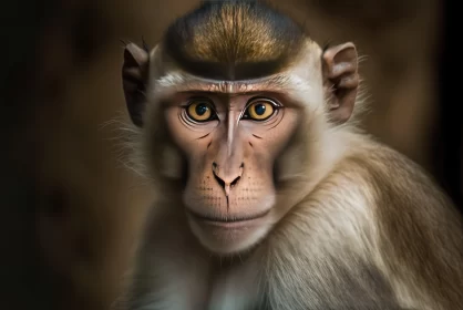 Captivating Monkey Portrait - A Touch of Cambodian Art AI Image