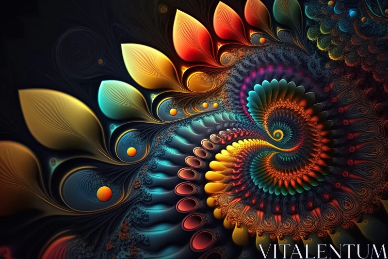 Colorful Abstract Spiral Fractal Art - Nature-Inspired AI Image