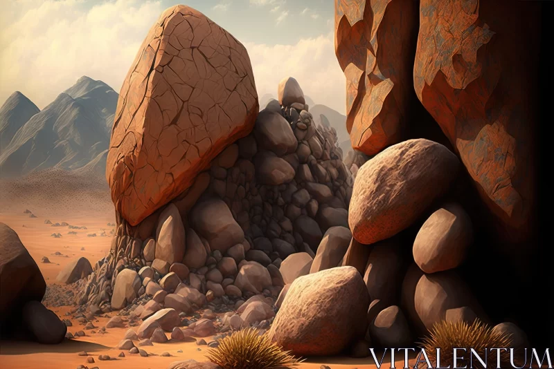 Desert Landscape - Realistic Fantasy Art in Terracotta Tones AI Image