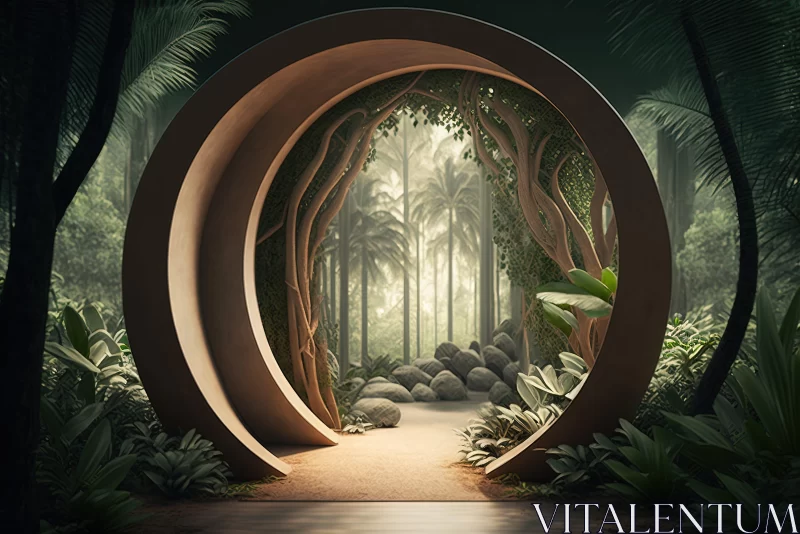 Forest Portal: A Neo-Concrete, Nature-Inspired 3D Artwork AI Image