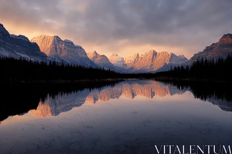 Serene Sylvan Lake in the Canadian Rockies AI Image