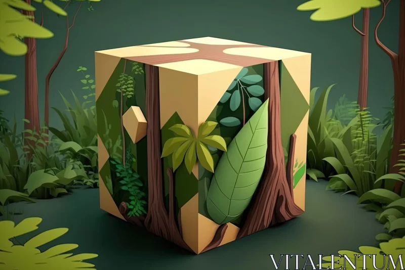 3D Cubist-Inspired Forest Illustration AI Image