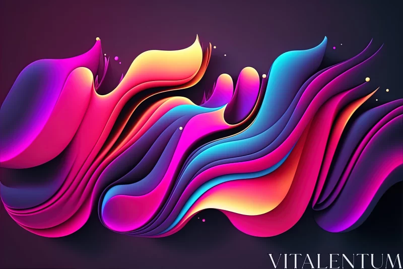Abstract Art Waves with Colorful Lights - Bold and Graceful AI Image