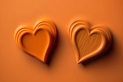 Intricate Heart Shapes on Orange Background - Minimalistic Art