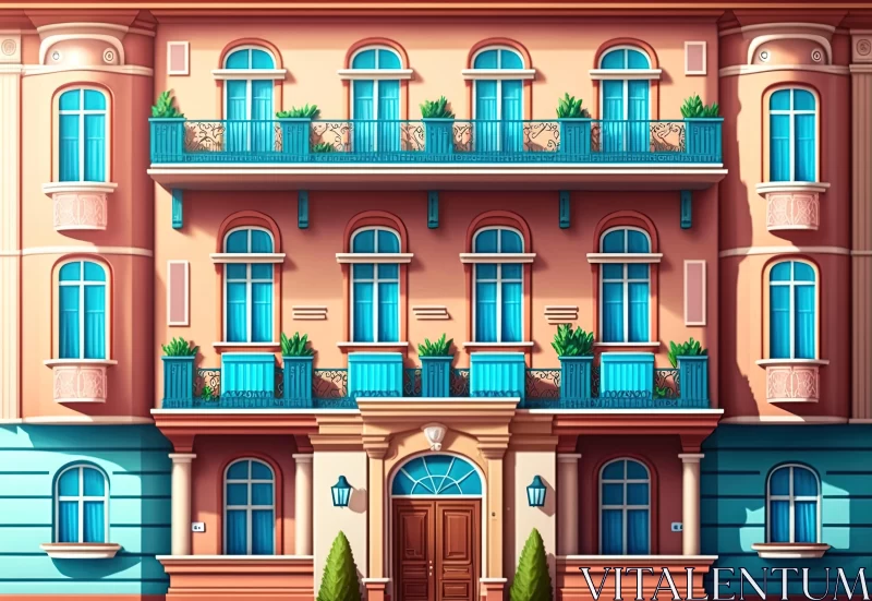 Luxurious Building Illustration in 2D Game Art Style AI Image