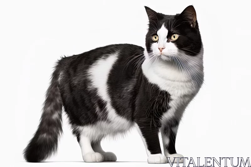 Monochrome Tabby Cat in Realistic 3D Rendering AI Image