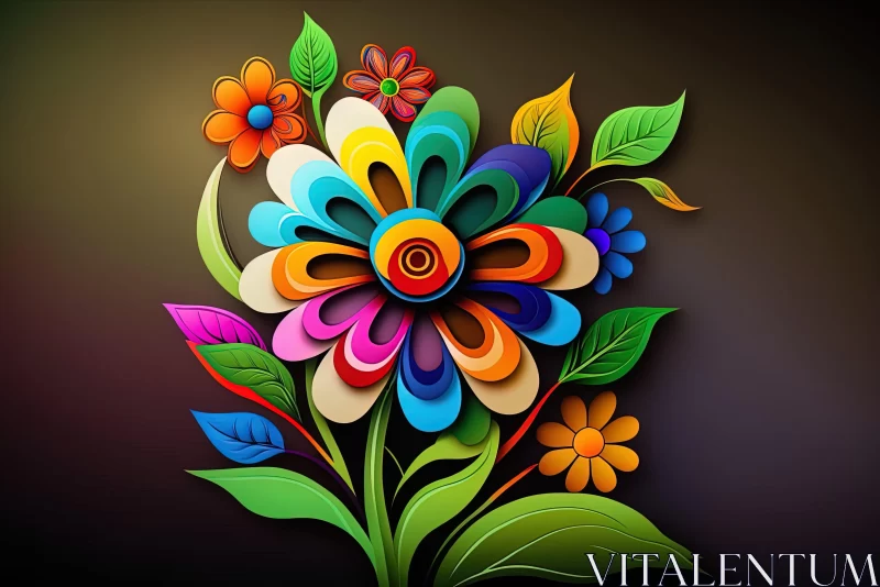 Colorful Cardboard Flowers with Multidimensional Shading AI Image