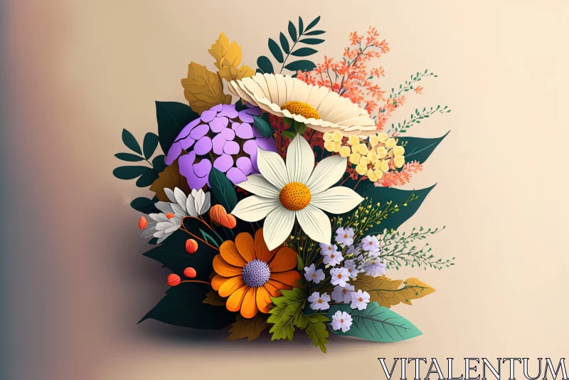 Colorful Floral Arrangement in a Vase - Detailed Paper Cut-Out Style AI Image