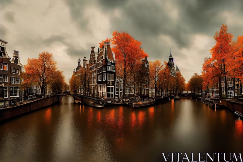 Impressive Panoramic Cityscape with Dutch Traditions AI Image